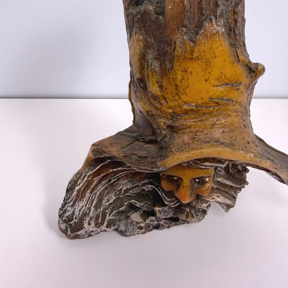 Vintage 1970s Wizard Goblincore Home Decor Tree Stump Candle Brown Wax Sculpture